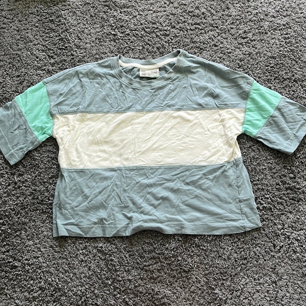 Anthropologie top, blue, white, and green. size XS